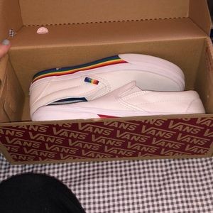 rainbow slip on vans